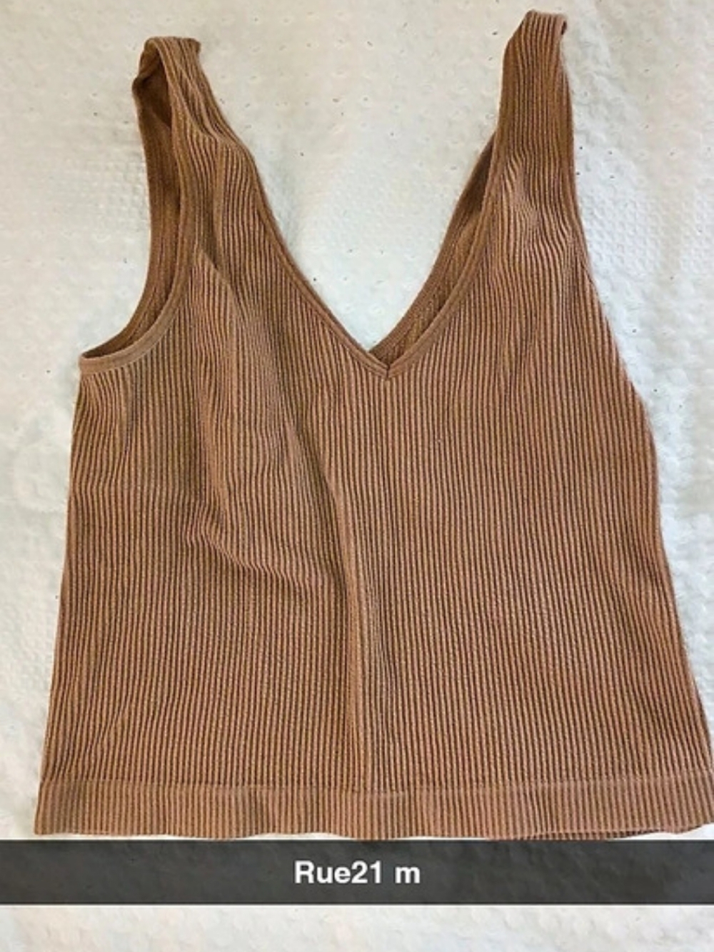 rue21 Brown Ribbed Knit V-Neck Cropped Tank Top - Size M